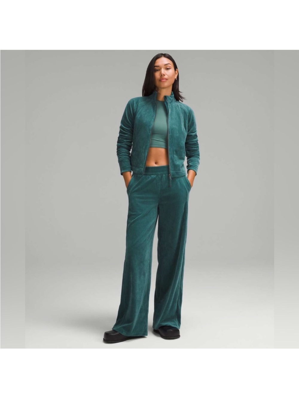 lululemon athletica Teal Velour Wide-Leg Pants